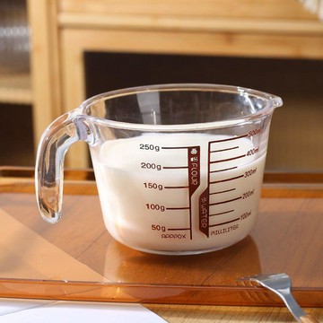 玻璃量杯早餐牛奶打蛋帶刻度透明多用碗帶把加厚玻璃杯子廚房烘焙 玻璃咖啡杯 玻璃刻度量杯 刻度玻璃量杯 帶刻度量杯