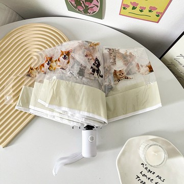 好拾選物 日系清新貓狗透視雨傘/折疊傘 買一送一 - 手動傘