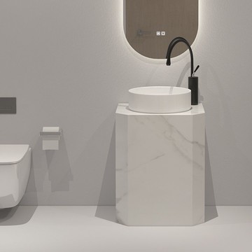 創意巖板洗手盆立柱式洗臉盆一體落地式臺盆衛生間戶外陽臺洗手池 SFY105 保售後 快速出貨