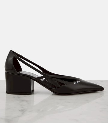 Prada 55 cutout brushed leather pumps