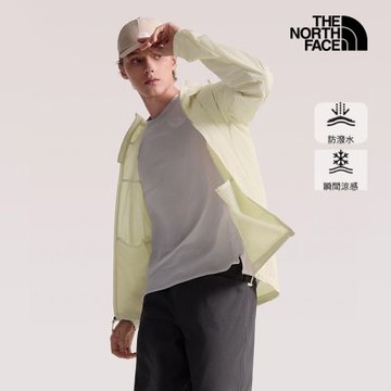 【The North Face 官方旗艦】北面男款米色DWR防潑水連帽外套｜87VWDOM 抗UV