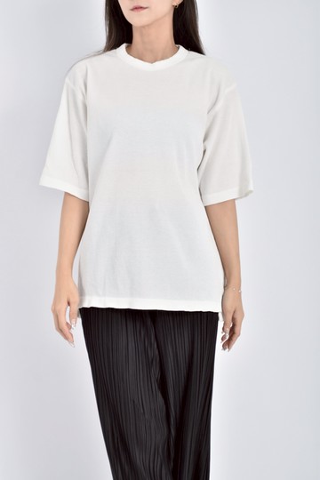 (XL) gu棉質素面白色短袖上衣