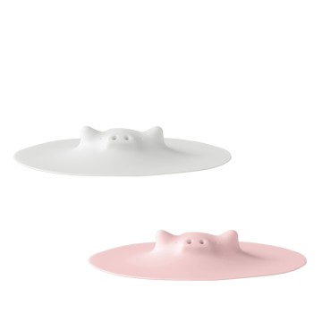 食品級矽膠豬豬耐熱防溢鍋蓋/可微波保鮮蓋(大、17.3cm、2色) 白色