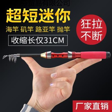 超短迷你小海竿套裝超硬拋竿磯釣路亞冰釣江竿路亞竿海桿短款跨境