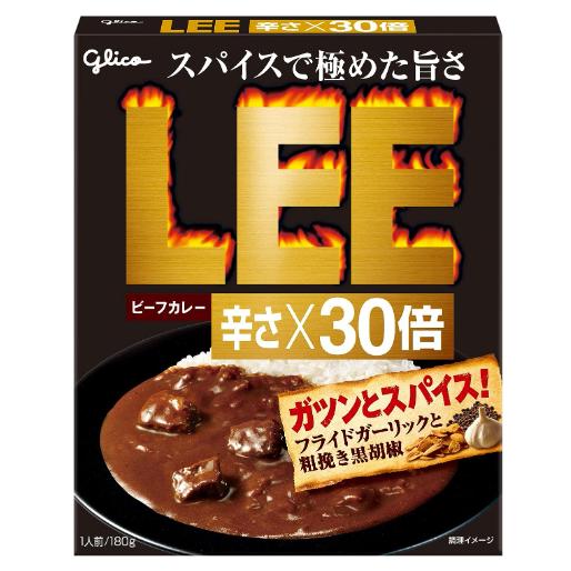 グリコ ビーフカレーLEE 辛さ×30倍 180g×10個(レンジ対応 レンジで温め簡単 常温保存)