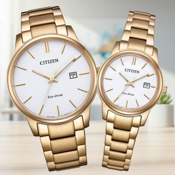 CITIZEN星辰 PAIR系列 光動能時尚對錶 父親節 禮物 推薦 (BM6973-97A+EW2313-93A)