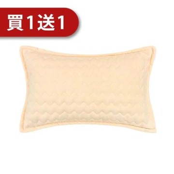 【卓瑩】奈米遠紅外線-粉橘刷毛波浪厚枕套-買一送一