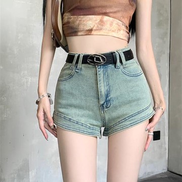 牛仔短褲夏季女夏小個子牛仔褲2023新款夏天高腰a字顯瘦辣妹熱褲