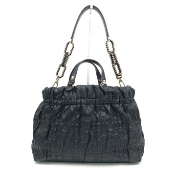 dior黑色皮革抓皺手提包