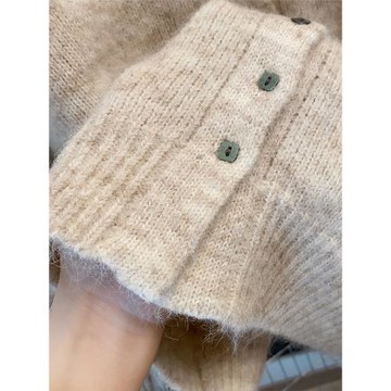 開衫半高領毛衣女外套2025秋冬新款寬松外穿針織開衫內搭打底衫