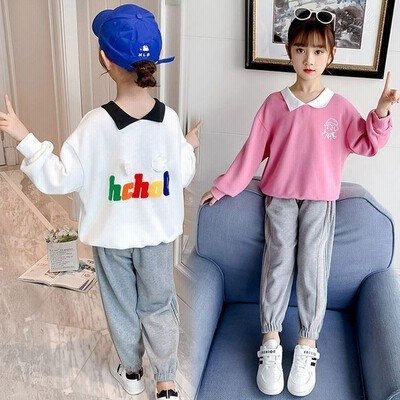 子供服 セットアップ 女の子 長袖 春秋 上下セット 韓国子供服 キッズ ジュニア Tシャツ ロングパンツ 長ズボン 可愛い おしゃれ 小学生 通学着 新品 通販 Lineポイント最大get Lineショッピング
