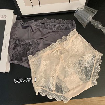 性感內褲女士夏季薄款蕾絲純欲冰絲大碼新款女生2022爆款中腰胖mm