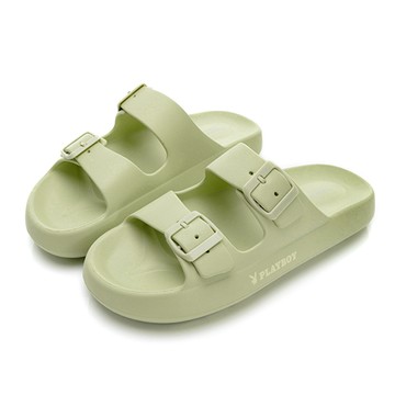 ✨迎春派對｜PLAYBOY 高彈力PLUS 輕量厚底 休閒拖鞋-果綠(YT915)