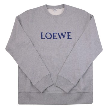 LOEWE 品牌字母刺繡圓領棉質大學T/衛衣.灰
