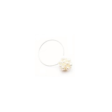 Flow - 線 圓弧耳環(珍珠球) Line Arc earring (pearl ball)
