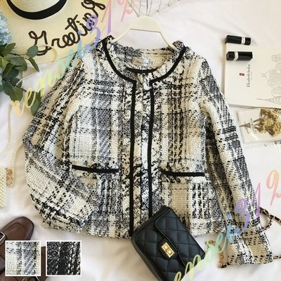 ツイードジャケット ツイード ノーカラー チェック ジャケット アウター レディース 秋 冬 通販 Lineポイント最大get Lineショッピング