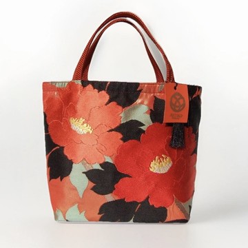 獨一無二真絲和服袋帶托特包, 日本手工刺繡升級改造包, 和風藝術