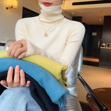 台灣现貨 87kg套頭針織衫 堆堆領毛衣 打底針織衫 秋冬季針織衫 減齡修身針織衫 高領針織衫 洋氣針織衫 女內搭針織衫