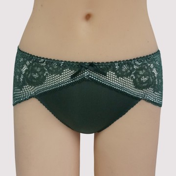 瑪登瑪朵 無鋼圈  低腰寬邊三角萊克內褲(深邃綠)