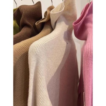 秋冬純色堆堆領羊毛針織衫女高級感氣質內搭打底毛衣別致洋氣上衣