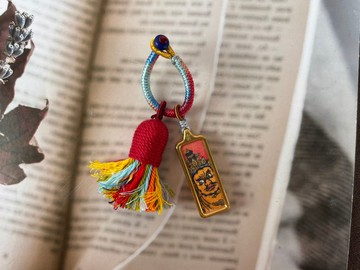 黃財神唐卡吊墜(合金長款)