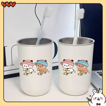 台灣出貨 布布一二漱口杯 一二布布 布布一二 漱口杯 刷牙杯 不鏽鋼刷牙杯 情侶漱口杯 家居刷牙杯子 旅行杯 抗菌漱口杯