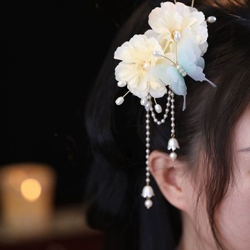 🔥品質保障🔥髮夾邊夾側邊超僊花朵春夏漢服女款唐風頭飾少女流蘇古風日常髮飾