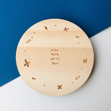 原木吸水杯墊/可客製文字