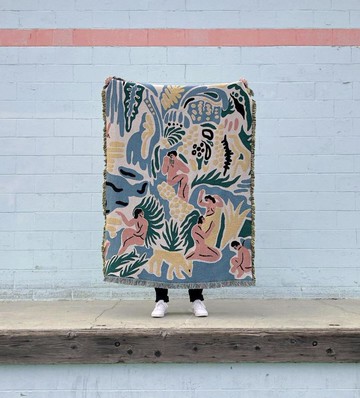 東柏 原始森林個性創意毛毯沙發裝飾毯棉質休閑毯掛毯旅行毯客廳