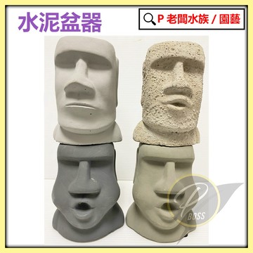 P老闆園藝~復活島 嘟嘟嘴 艾摩人 盆栽 裝置藝術品 水族造景 園藝盆器 艾摩石象 水泥盆