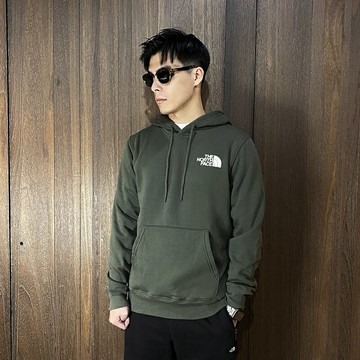 美國百分百【全新真品】The North Face 連帽上衣 刷毛 棉質 TNF 長袖上衣 logo 帽T 黑色/軍綠 DB23