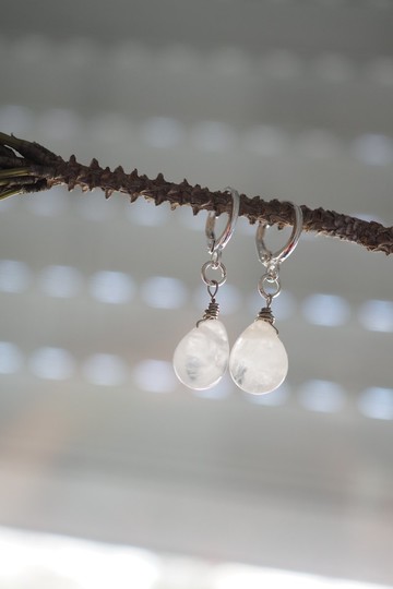 月光石垂墜耳環，925 純銀，巨蟹座寶石，聖誕禮物