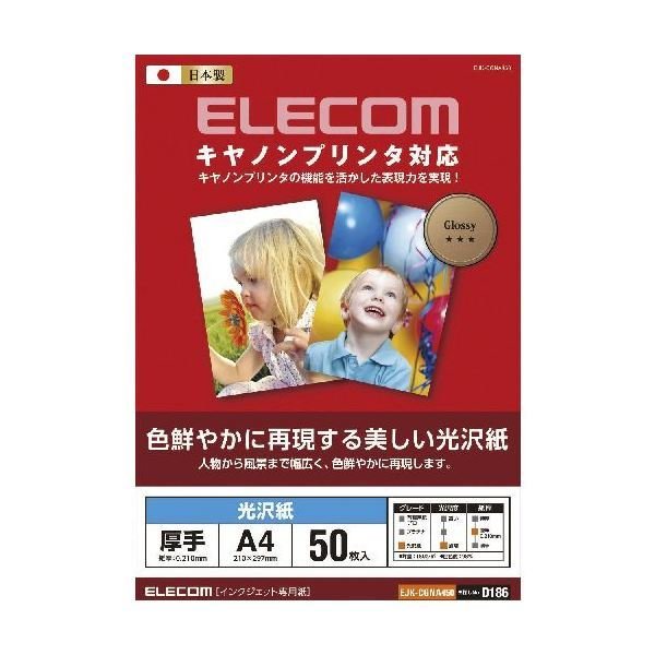 エレコム キヤノンプリンタ対応光沢紙 210mm×297mm（A4サイズ） EJK-CGNA450 〔×2セット〕