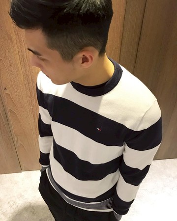 美國百分百【全新真品 】Tommy Hilfiger 針織衫 TH 線衫 上衣 條紋 圓領 毛衣 藍白 XS,M號 I507