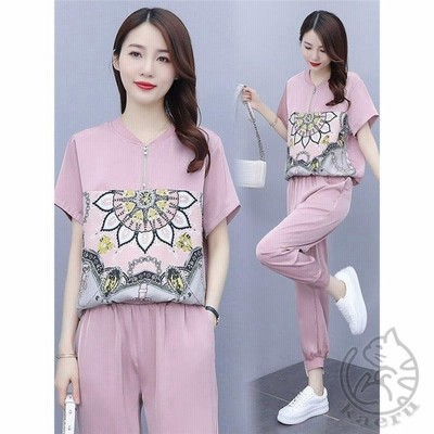 ジャージ レディース スウェット上下セット スウェット上下 ジャージ上下 プリント柄 上下セット セットアップ 運動風 スポーツ 通販 Lineポイント最大get Lineショッピング