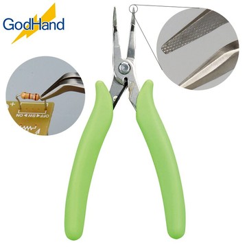 又敗家@日本神之手GodHand彎口鉗尖嘴鉗GH-LDP-140-M(斜紋;鉗尖2mm寬;附彈簧開關鎖)精密模型彎嘴錯彎型鉗彎型尖口鉗手鉗【全館299超取免運】【APP下單點數4倍送】