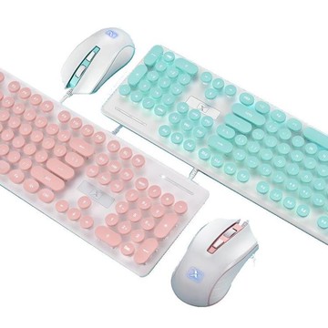 【樂天精選】新盟K800粉色鍵盤女生朋克USB有線電腦筆記本臺式外接發光背光機械手感