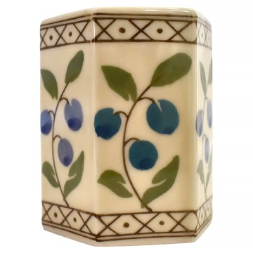 佐和陶瓷 藍莓六角桶 日本製造 寬7cm 高10cm 容量280mL  1個