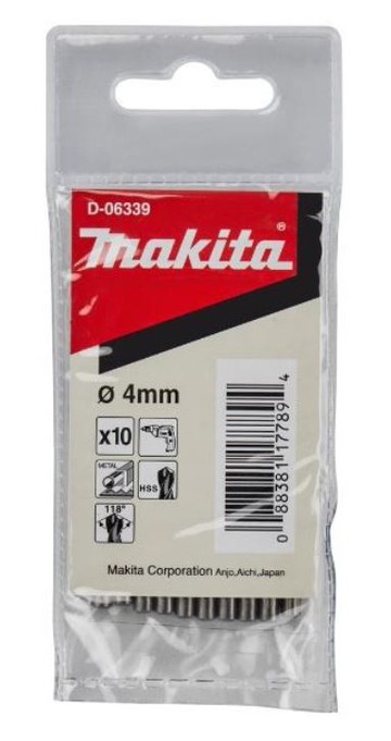 MAKITA 牧田 D-06339 75mmx4mm 金屬鑽頭 鑚尾 直柄 10支入