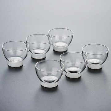 日式玻璃小茶杯男家用功夫茶具套裝透明主人杯單杯女接底品茗杯