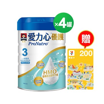 桂格愛力心優護 3號幼兒成長奶粉４罐組800g【下單送200元超商商品卡，輸碼再享現折$300 折後$3100】