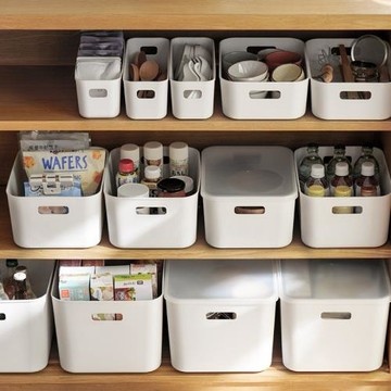 簡約純色筐化妝品分類盒收納箱加厚白色儲物籃置物日式整理盒儲存