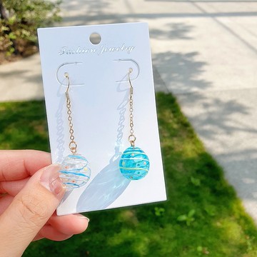 妍語手作 925銀 耳環 祭典 可愛 釣水球 水風船  耳針 耳夾 日本