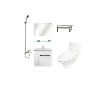 【CERAX 洗樂適】套房超值衛浴套餐組60公分- 6件組(馬桶/60公分面盆浴櫃/面盆龍頭/沐浴龍頭/鏡子/置衣架)