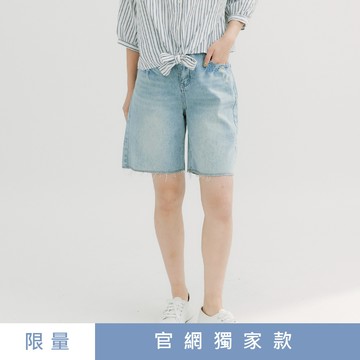 non-stop 自在輪廓水洗破損牛仔短褲-1色