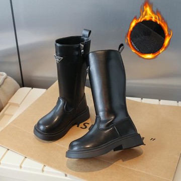 女童靴子2025年秋冬新款兒童長靴時尚公主側拉鏈加絨高筒靴長筒靴