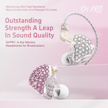 有線耳機 電腦遊戲重低音 將聲Q4Pro 入耳式有線耳機后繞式 女生音樂主播直播監聽耳機帶鉆