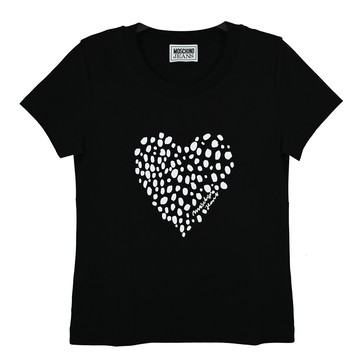MOSCHINO 品牌愛心點點圖案棉質短T恤.黑