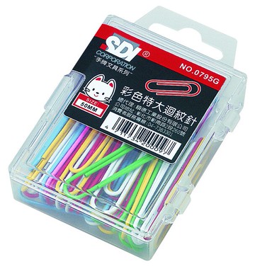 SDI 手牌   0795G  彩色特大迴紋針50mm(30支裝)【APP滿額下單10%點數(單一帳號最高5000點)】1/31止