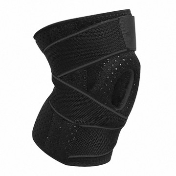 LEADER X 可調型彈簧繃帶支撐矽膠墊減壓護膝 黑色  均碼  1個